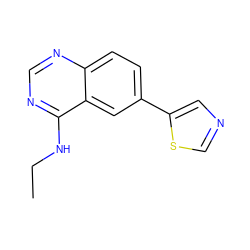 CCNc1ncnc2ccc(-c3cncs3)cc12 ZINC000299850124