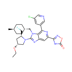 CCO[C@@H]1C[C@@H](CF)N(c2nc3cc(-c4noc(=O)[nH]4)nc(-c4cncc(Cl)c4)c3n2C[C@H]2CC[C@H](C)CC2)C1 ZINC000261080448