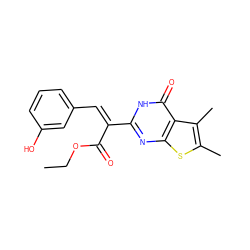 CCOC(=O)/C(=C\c1cccc(O)c1)c1nc2sc(C)c(C)c2c(=O)[nH]1 ZINC000008692809