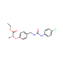 CCOC(=O)[C@@H](C)Oc1ccc(CNC(=O)Nc2ccc(Cl)cc2)cc1 ZINC000653890334