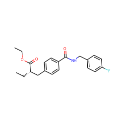 CCOC(=O)[C@@H](CC)Cc1ccc(C(=O)NCc2ccc(F)cc2)cc1 ZINC000653785017