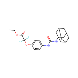CCOC(=O)C(F)(F)Oc1ccc(NC(=O)NC23CC4CC(CC(C4)C2)C3)cc1 ZINC000084653047