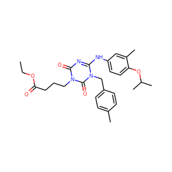 CCOC(=O)CCCn1c(=O)nc(Nc2ccc(OC(C)C)c(C)c2)n(Cc2ccc(C)cc2)c1=O ZINC000200528693