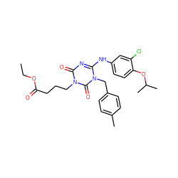 CCOC(=O)CCCn1c(=O)nc(Nc2ccc(OC(C)C)c(Cl)c2)n(Cc2ccc(C)cc2)c1=O ZINC000200520097