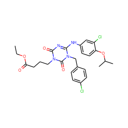 CCOC(=O)CCCn1c(=O)nc(Nc2ccc(OC(C)C)c(Cl)c2)n(Cc2ccc(Cl)cc2)c1=O ZINC000200515559