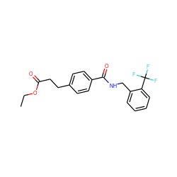 CCOC(=O)CCc1ccc(C(=O)NCc2ccccc2C(F)(F)F)cc1 ZINC000653801652