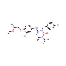 CCOC(=O)COc1ccc(Nc2nc(=O)n(C(C)C)c(=O)n2Cc2ccc(Cl)cc2)cc1Cl ZINC000200516514