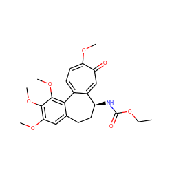 CCOC(=O)N[C@H]1CCc2cc(OC)c(OC)c(OC)c2-c2ccc(OC)c(=O)cc21 ZINC000001582889
