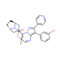 CCOC(=O)N1[C@H]2CC[C@H]1CC(c1ccnc3c(-c4cccc(O)c4)c(-c4ccncc4)nn13)C2 ZINC000100095867