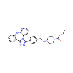 CCOC(=O)N1CCC(NCc2ccc(-c3nnc4n3-c3cccnc3Nc3ccccc3-4)cc2)CC1 ZINC000096174022