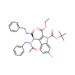 CCOC(=O)c1c([C@H](C(=O)NCc2ccccc2)N(Cc2ccccc2)C(C)=O)c2ccc(Cl)cc2n1C(=O)OC(C)(C)C ZINC000113887520