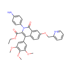 CCOC(=O)c1c(-c2cc(OC)c(OC)c(OC)c2)c2ccc(OCc3ccccn3)cc2c(=O)n1-c1ccc(N)cc1 ZINC000026280366