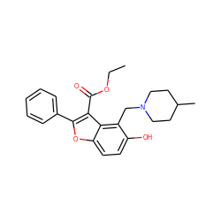 CCOC(=O)c1c(-c2ccccc2)oc2ccc(O)c(CN3CCC(C)CC3)c12 ZINC000002667117