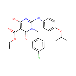 CCOC(=O)c1c(O)nc(Nc2ccc(OC(C)C)cc2)n(Cc2ccc(Cl)cc2)c1=O ZINC001772580225