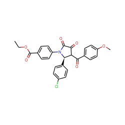 CCOC(=O)c1ccc(N2C(=O)C(=O)C(C(=O)c3ccc(OC)cc3)[C@H]2c2ccc(Cl)cc2)cc1 ZINC000008968571