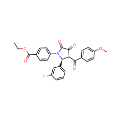 CCOC(=O)c1ccc(N2C(=O)C(=O)C(C(=O)c3ccc(OC)cc3)[C@H]2c2cccc(F)c2)cc1 ZINC000006195123