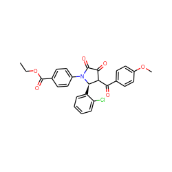 CCOC(=O)c1ccc(N2C(=O)C(=O)C(C(=O)c3ccc(OC)cc3)[C@H]2c2ccccc2Cl)cc1 ZINC000006195125