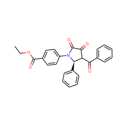 CCOC(=O)c1ccc(N2C(=O)C(=O)C(C(=O)c3ccccc3)[C@H]2c2ccccc2)cc1 ZINC000008816710