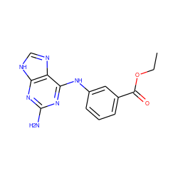 CCOC(=O)c1cccc(Nc2nc(N)nc3[nH]cnc23)c1 ZINC000009422426