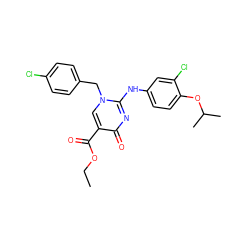 CCOC(=O)c1cn(Cc2ccc(Cl)cc2)c(Nc2ccc(OC(C)C)c(Cl)c2)nc1=O ZINC000221181970
