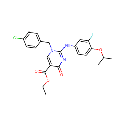 CCOC(=O)c1cn(Cc2ccc(Cl)cc2)c(Nc2ccc(OC(C)C)c(F)c2)nc1=O ZINC000204094999