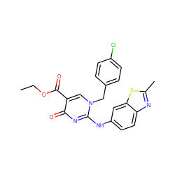 CCOC(=O)c1cn(Cc2ccc(Cl)cc2)c(Nc2ccc3nc(C)sc3c2)nc1=O ZINC000204098177