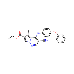 CCOC(=O)c1cn2ncc(C#N)c(Nc3ccc(Oc4ccccc4)cc3)c2c1C ZINC000028569380