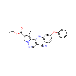 CCOC(=O)c1cn2ncc(C#N)c(Nc3cccc(Oc4ccccc4)c3)c2c1C ZINC000028568039