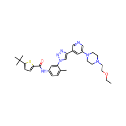 CCOCCN1CCN(c2cncc(-c3cn(-c4cc(NC(=O)c5ccc(C(C)(C)C)s5)ccc4C)nn3)c2)CC1 ZINC000199366526