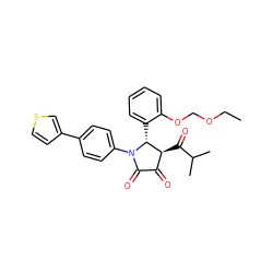 CCOCOc1ccccc1[C@@H]1[C@@H](C(=O)C(C)C)C(=O)C(=O)N1c1ccc(-c2ccsc2)cc1 ZINC000169696575