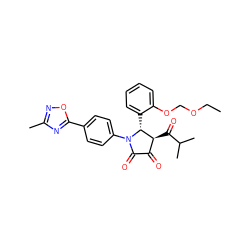 CCOCOc1ccccc1[C@@H]1[C@@H](C(=O)C(C)C)C(=O)C(=O)N1c1ccc(-c2nc(C)no2)cc1 ZINC000169696579
