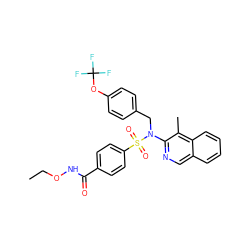 CCONC(=O)c1ccc(S(=O)(=O)N(Cc2ccc(OC(F)(F)F)cc2)c2ncc3ccccc3c2C)cc1 ZINC000261089440
