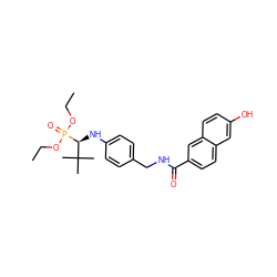 CCOP(=O)(OCC)[C@@H](Nc1ccc(CNC(=O)c2ccc3cc(O)ccc3c2)cc1)C(C)(C)C ZINC000473153949
