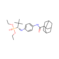 CCOP(=O)(OCC)[C@@H](Nc1ccc(NC(=O)C23CC4CC(CC(C4)C2)C3)cc1)C(C)(C)C ZINC000473156020