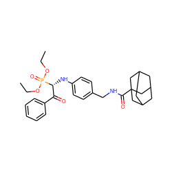 CCOP(=O)(OCC)[C@H](Nc1ccc(CNC(=O)C23CC4CC(CC(C4)C2)C3)cc1)C(=O)c1ccccc1 ZINC000473144214