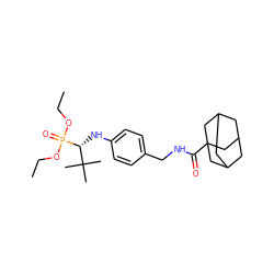 CCOP(=O)(OCC)[C@H](Nc1ccc(CNC(=O)C23CC4CC(CC(C4)C2)C3)cc1)C(C)(C)C ZINC000473150513
