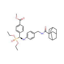 CCOP(=O)(OCC)[C@H](Nc1ccc(CNC(=O)C23CC4CC(CC(C4)C2)C3)cc1)c1ccc(C(=O)OC)cc1 ZINC000198520062