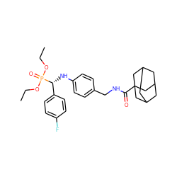 CCOP(=O)(OCC)[C@H](Nc1ccc(CNC(=O)C23CC4CC(CC(C4)C2)C3)cc1)c1ccc(F)cc1 ZINC000473148645