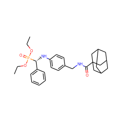 CCOP(=O)(OCC)[C@H](Nc1ccc(CNC(=O)C23CC4CC(CC(C4)C2)C3)cc1)c1ccccc1 ZINC000198516928