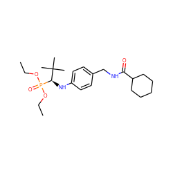 CCOP(=O)(OCC)[C@H](Nc1ccc(CNC(=O)C2CCCCC2)cc1)C(C)(C)C ZINC000198532698