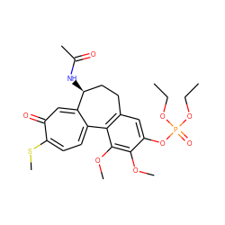 CCOP(=O)(OCC)Oc1cc2c(c(OC)c1OC)-c1ccc(SC)c(=O)cc1[C@@H](NC(C)=O)CC2 ZINC000027652489