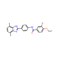 CCOc1ccc(C(=O)Nc2ccc(-c3nc4c(C)ccc(C)c4[nH]3)cc2)cc1Br ZINC000028563542