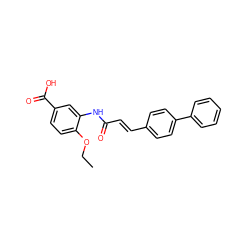 CCOc1ccc(C(=O)O)cc1NC(=O)/C=C/c1ccc(-c2ccccc2)cc1 ZINC000028091933
