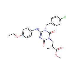 CCOc1ccc(Nc2nc(=O)n(C[C@@H](C)C(=O)OC)c(=O)n2Cc2ccc(Cl)cc2)cc1 ZINC000200529712