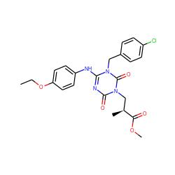 CCOc1ccc(Nc2nc(=O)n(C[C@H](C)C(=O)OC)c(=O)n2Cc2ccc(Cl)cc2)cc1 ZINC000200506033