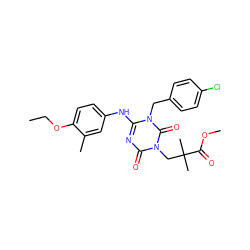 CCOc1ccc(Nc2nc(=O)n(CC(C)(C)C(=O)OC)c(=O)n2Cc2ccc(Cl)cc2)cc1C ZINC000200507859
