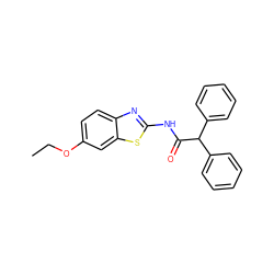 CCOc1ccc2nc(NC(=O)C(c3ccccc3)c3ccccc3)sc2c1 ZINC000001202533