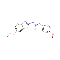 CCOc1ccc2nc(NC(=O)Cc3ccc(OC)cc3)sc2c1 ZINC000009010048