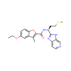 CCOc1ccc2oc(C(=O)N[C@@H](CCSC)c3nc4ccncc4[nH]3)c(C)c2c1 ZINC000071341237