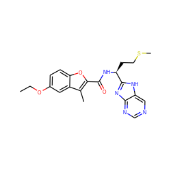 CCOc1ccc2oc(C(=O)N[C@@H](CCSC)c3nc4ncncc4[nH]3)c(C)c2c1 ZINC000071335284